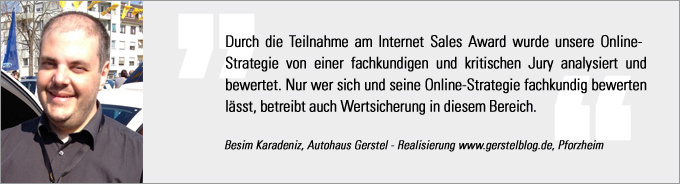 Statement Besim Karadeniz Besim Karadeniz, Internet Sales Award, kfz-betrieb