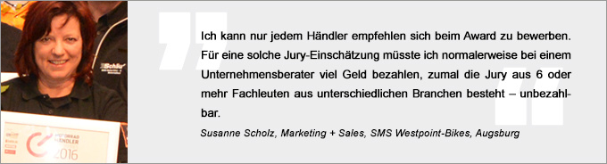 Statement Susanne Scholz Statement Susanne Scholz, Motorradhändler des Jahres