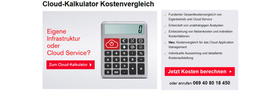 Der TCO-Cloud-Kalkulator unterstützt Unternehmen dabei, alle Kostenfaktoren von Cloud-Lösungen zu erfassen und zu vergleichen. Der TCO-Cloud-Kalkulator unterstützt Unternehmen dabei, alle Kostenfaktoren von Cloud-Lösungen zu erfassen und zu vergleichen.
