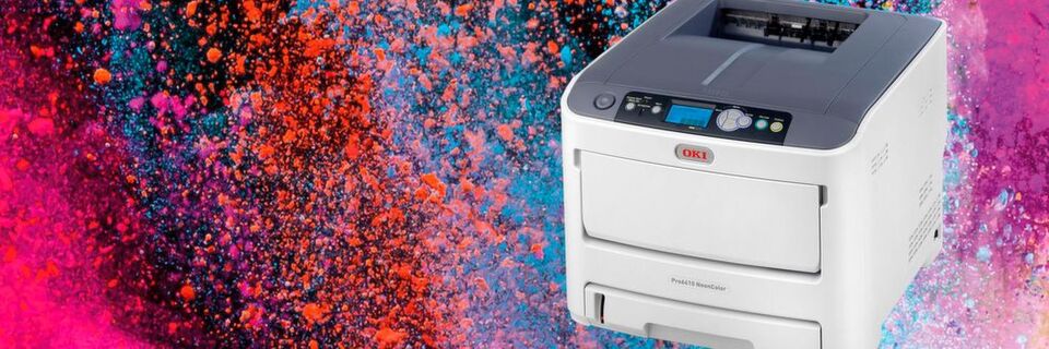 Den Pro6410-Neon-Drucker hat Oki mit einem neuen Farb-Spektrum ausgestattet. Den Pro6410-Neon-Drucker hat Oki mit einem neuen Farb-Spektrum ausgestattet.