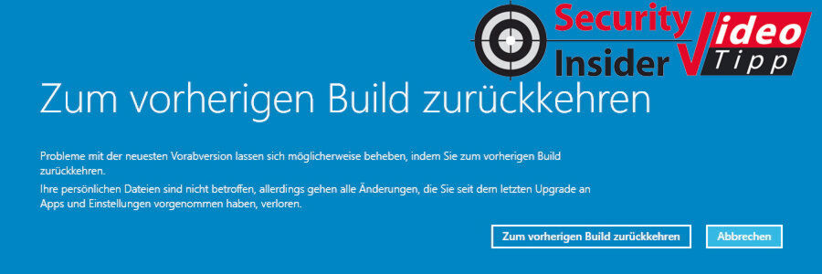 In diesem Video-Tipp zeigen wir, wie man von einer problematischen Windows 10 Insider Preview zu einer älteren, funktionierenden Build zurückwechselt. In diesem Video-Tipp zeigen wir, wie man von einer problematischen Windows 10 Insider Preview zu einer älteren, funktionierenden Build zurückwechselt.