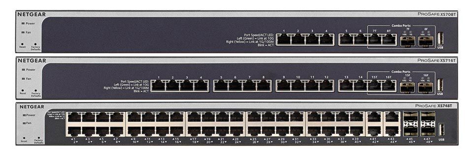 Netgears neue 10GbE-Smart-Managed-Switches sind mit acht, 16 und 44 Kupfer-Ports ausgestattet. Netgears neue 10GbE-Smart-Managed-Switches sind mit acht, 16 und 44 Kupfer-Ports ausgestattet.