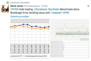 Im Juli 2015 fielen Anwendungen und Systeme der New York Stock Exchange (NYSE) aus. David Jones, Dynatrace-Experte für Digital Performance, sagte: „In einer Industrie, in der sich Verzögerungen gemessen in Sekunden mit Millionen Dollar an Verlusten gleichsetzen lassen, kann ein stundenlanger Ausfall Chaos anrichten – und das ist genau das, was wir gesehen haben.“ Im Juli 2015 fielen Anwendungen und Systeme der New York Stock Exchange (NYSE) aus. David Jones, Dynatrace-Experte für Digital Performance, sagte: „In einer Industrie, in der sich Verzögerungen gemessen in Sekunden mit Millionen Dollar an Verlusten gleichsetzen lassen, kann ein stundenlanger Ausfall Chaos anrichten – und das ist genau das, was wir gesehen haben.“