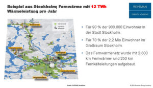 Das Fermwärmenetz in Stockholm; unter anderem speisen 30 Rechenzentren hier, die mit Servern und Strage-Geräten erzeugte Wärme ein. Das Fermwärmenetz in Stockholm; unter anderem speisen 30 Rechenzentren hier, die mit Servern und Strage-Geräten erzeugte Wärme ein.