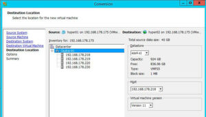 vCenter Converter hilft mit einem Assistenten bei der Migration von physischen Servern oder Hyper-V-VMs zu vSphere. vCenter Converter hilft mit einem Assistenten bei der Migration von physischen Servern oder Hyper-V-VMs zu vSphere.