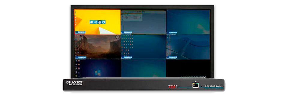 Das 10-Port-Modell DCX1000 ist das jüngste Mitglied der DCX-KVM-Matrix-Switch-Serie von Black Box. Das 10-Port-Modell DCX1000 ist das jüngste Mitglied der DCX-KVM-Matrix-Switch-Serie von Black Box.