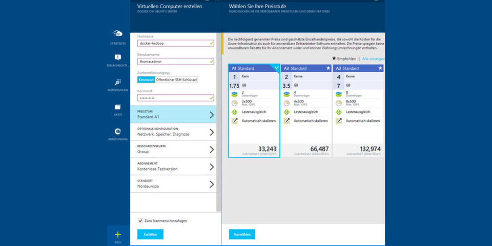 Wer Docker testen will, kann auch auf eine virtuelle Ubuntu-VM in Microsoft Azure setzen. Wer Docker testen will, kann auch auf eine virtuelle Ubuntu-VM in Microsoft Azure setzen.