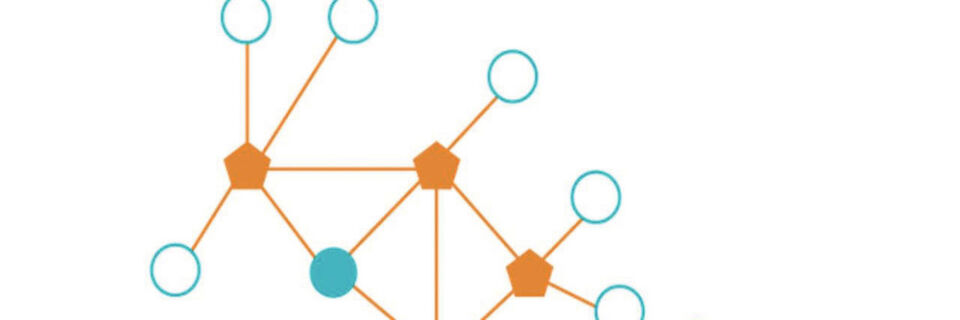 Knotentypen im Thread-Netzwerk (weiß: Endgerät, orange: Router, blau: Leader) Knotentypen im Thread-Netzwerk (weiß: Endgerät, orange: Router, blau: Leader)