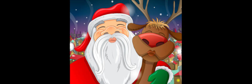 Der Weihnachtsmann und Rudolph nutzen dieses Jahr eine Selfie-Stange. Der Weihnachtsmann und Rudolph nutzen dieses Jahr eine Selfie-Stange.