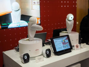 Mit dem Robopin stellte Fujitsu in München erstmalig in Deutschland eine Roboter-Mini-Ausgabe vor. Mit dem Robopin stellte Fujitsu in München erstmalig in Deutschland eine Roboter-Mini-Ausgabe vor.