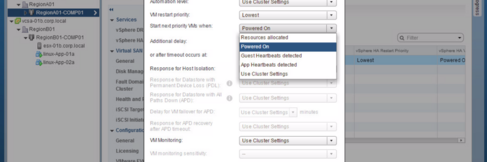 Das neu Feature "Orchestrated VM Restart Priority" e (Bild: VMware). Das neu Feature "Orchestrated VM Restart Priority" e (Bild: VMware).