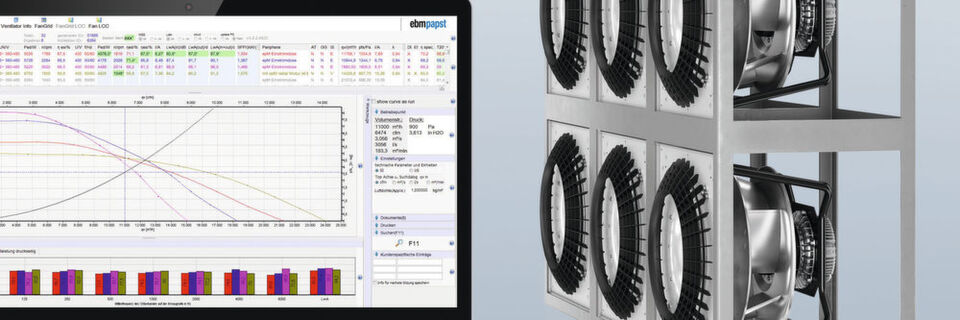 Mithilfe des Auswahlprogramms Fanscout von EBM-Papst lässt sich die wirtschaftlichste Ventilatorkombination ermitteln – auch für Fangrids. Mithilfe des Auswahlprogramms Fanscout von EBM-Papst lässt sich die wirtschaftlichste Ventilatorkombination ermitteln – auch für Fangrids.