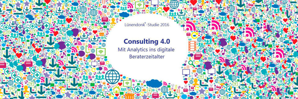 Für die Studie „Consulting 4.0 – Bessere Beratung durch effizientere Datenanalysen“ hat Lünendonk & Hossenfelder mehr als 100 Führungskräfte aus mittleren bis großen Consulting-Unternehmen befragt. Für die Studie „Consulting 4.0 – Bessere Beratung durch effizientere Datenanalysen“ hat Lünendonk & Hossenfelder mehr als 100 Führungskräfte aus mittleren bis großen Consulting-Unternehmen befragt.