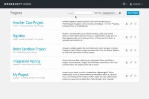 Der Screenshot zeigt die Möglichkeiten der Verwaltung von Projekten in Openshift 3.4. Der Screenshot zeigt die Möglichkeiten der Verwaltung von Projekten in Openshift 3.4.