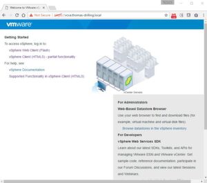 Die "Startseite" des vCenter-Servers bietet Zugriff auf gleich zwei "Web-Clients". Die "Startseite" des vCenter-Servers bietet Zugriff auf gleich zwei "Web-Clients".