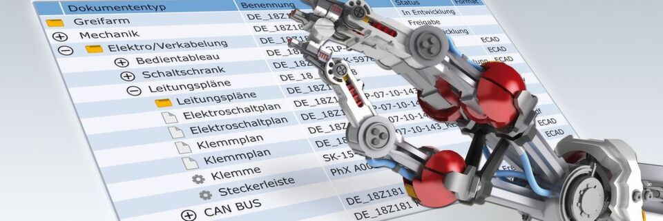 Mechatronische Produktstruktur im PDM/PLM-System PRO.FILE von Procad. Mechatronische Produktstruktur im PDM/PLM-System PRO.FILE von Procad.