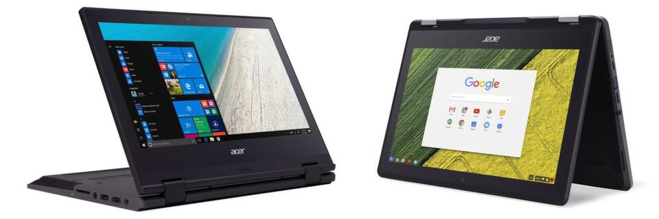 Speziell für den Einsatz in der Schule ist der robuste Acer Travelmate Spin B1. Zusätzlich bietet Acer auch noch das Chromebook Spin 11 für den Bildungsbereich an. Speziell für den Einsatz in der Schule ist der robuste Acer Travelmate Spin B1. Zusätzlich bietet Acer auch noch das Chromebook Spin 11 für den Bildungsbereich an.