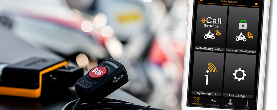 Das E-Call-Notrufsystem für Motorräder. Das E-Call-Notrufsystem für Motorräder.