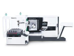 DMG Mori präsentiert Robo2Go als mobiles Automationssystem für Drehmaschinen mit einfachster Programmierung über Celos App. DMG Mori präsentiert Robo2Go als mobiles Automationssystem für Drehmaschinen mit einfachster Programmierung über Celos App.