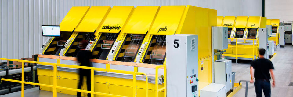 Rotapick Hochleistungs-Kommissioniersystem für bis zu 1000 Picks pro Stunde. Rotapick Hochleistungs-Kommissioniersystem für bis zu 1000 Picks pro Stunde.
