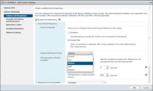 Die „VM-Restart-Priority“ entscheidet darüber, wie agressiv vSphere-HA VMs neu startet. Die „VM-Restart-Priority“ entscheidet darüber, wie agressiv vSphere-HA VMs neu startet.