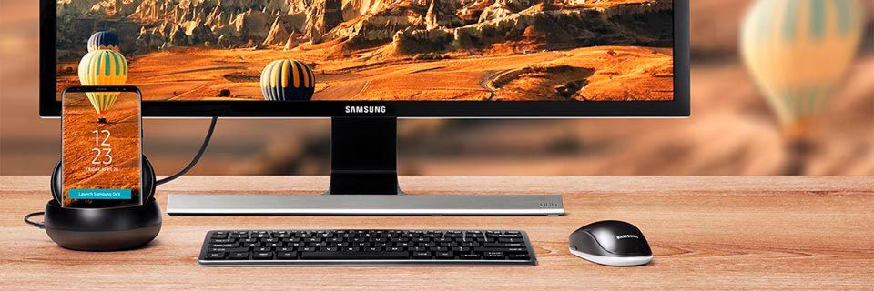 Das Samsung Galaxy S8 soll, wenn es über die Dockingstation DeX an einen Monitor angeschlossen wird, ein PC-Ersatz sein. Das Samsung Galaxy S8 soll, wenn es über die Dockingstation DeX an einen Monitor angeschlossen wird, ein PC-Ersatz sein.