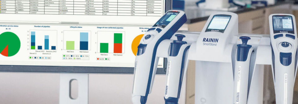 Abb.2: Mit Easydirect weiß der Anwender sofort, welche Pipetten im nächsten Monat, Quartal oder Jahr einen Service und eine Kalibrierung benötigen. Man erfährt sofort, ob man mit SOP-gerechten Pipetten arbeitet, ob die Pipette überhaupt für die jeweilige Aufgabenstellung eingesetzt werden kann oder ob sie neu kalibriert werden muss. Abb.2: Mit Easydirect weiß der Anwender sofort, welche Pipetten im nächsten Monat, Quartal oder Jahr einen Service und eine Kalibrierung benötigen. Man erfährt sofort, ob man mit SOP-gerechten Pipetten arbeitet, ob die Pipette überhaupt für die jeweilige Aufgabenstellung eingesetzt werden kann oder ob sie neu kalibriert werden muss.