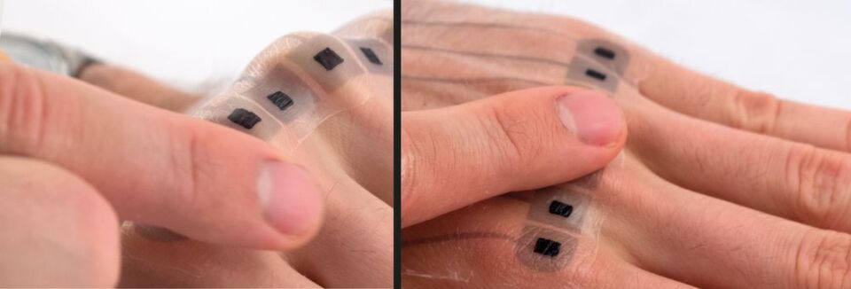 Über ultradünne, elektronische Tattoos an markanten Körperstellen können Nutzer mobile Endgeräte steuern. Über ultradünne, elektronische Tattoos an markanten Körperstellen können Nutzer mobile Endgeräte steuern.