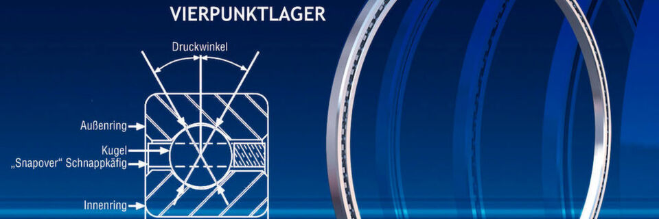 Im vorliegenden Anwendungsfall kommen Vierpunktlager zum Einsatz, die in vielen Anwendungen zwei Lager ersetzen können. Im vorliegenden Anwendungsfall kommen Vierpunktlager zum Einsatz, die in vielen Anwendungen zwei Lager ersetzen können.