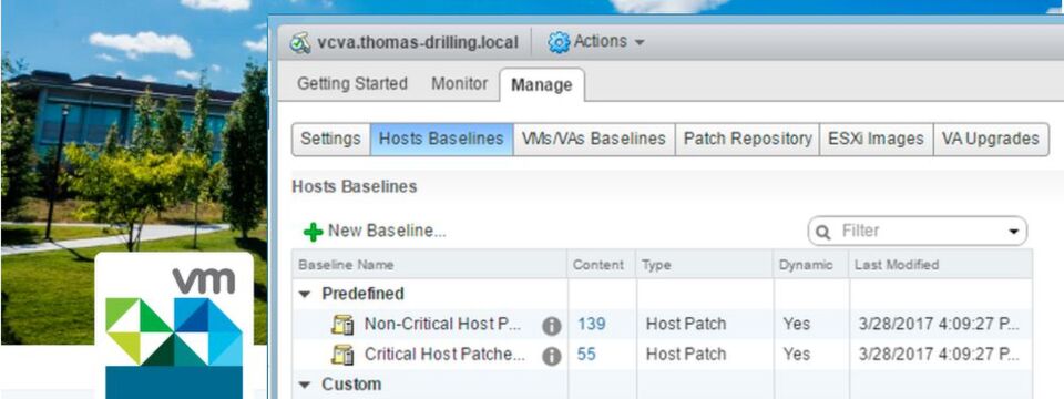 Der „VMware vSphere Update Manager“ ist mit der vSphere-Version 6.5 besser denn je integriert und benötigt keine Windows-Plattform mehr. Der „VMware vSphere Update Manager“ ist mit der vSphere-Version 6.5 besser denn je integriert und benötigt keine Windows-Plattform mehr.