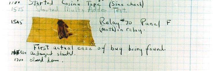 Der erste „dokumentierte Bug“ war eine Motte, die in die Relais des Mark II geraten war. Der erste „dokumentierte Bug“ war eine Motte, die in die Relais des Mark II geraten war.