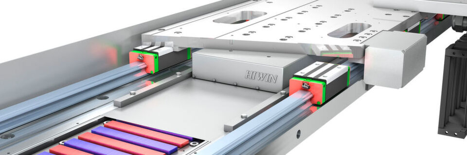 Linearachse, in die ein Linearmotor verbaut ist. Linearachse, in die ein Linearmotor verbaut ist.