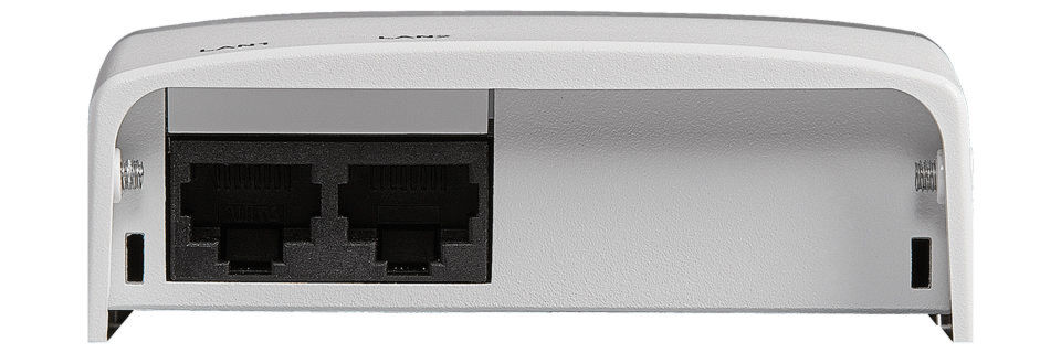 Zusätzlich zum Gigabit-Uplink besitzt der Access Point einen Switch mit zwei Fast-Ethernet-Ports für IP-Geräte im Hotelzimmer. Zusätzlich zum Gigabit-Uplink besitzt der Access Point einen Switch mit zwei Fast-Ethernet-Ports für IP-Geräte im Hotelzimmer.