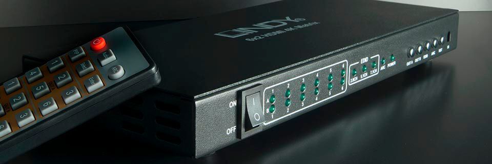 Lindys 6x2 HDMI-Switch soll Ultra-HD-Auflösungen bis 4K, 1080p und 3D unterstützen und unabhängig zwischen sechs Ein- und zwei Ausgängen umschalten können. Lindys 6x2 HDMI-Switch soll Ultra-HD-Auflösungen bis 4K, 1080p und 3D unterstützen und unabhängig zwischen sechs Ein- und zwei Ausgängen umschalten können.