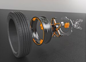 Das "New Wheel Concept" von Continental nutzt eine größere Bremsscheibe aus Aluminium. Das Konzept wird erstmalig auf der IAA 2017 der Öffentlichkeit vorgestellt. Das "New Wheel Concept" von Continental nutzt eine größere Bremsscheibe aus Aluminium. Das Konzept wird erstmalig auf der IAA 2017 der Öffentlichkeit vorgestellt.
