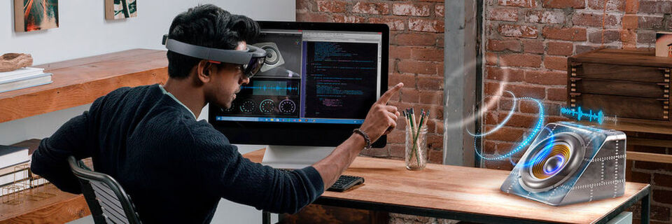Für eine umfassende Mixed-Reality-Erfahrung lässt sich Microsoft HoloLens mit anderen Wearables kombinieren. Für eine umfassende Mixed-Reality-Erfahrung lässt sich Microsoft HoloLens mit anderen Wearables kombinieren.