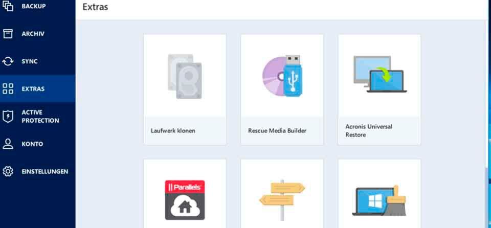 Bei Acronis merkt man deutlich, dass nun mehrere Produkte in die Version eingehen. Es entstehen große Funktionsbereiche wie das Clonen oder Anti-Ransom, die weitgehend ohne Anwenderhilfe arbeiten. Bei Acronis merkt man deutlich, dass nun mehrere Produkte in die Version eingehen. Es entstehen große Funktionsbereiche wie das Clonen oder Anti-Ransom, die weitgehend ohne Anwenderhilfe arbeiten.