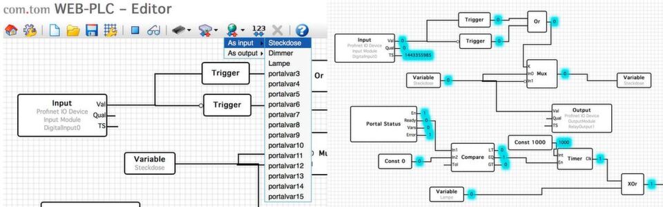 Über das Webinterface der Cloud können Maschinensteuerungen sowohl konfiguriert als auch mit programmiert werden. Grafische Oberflächen wie die WEB-PLC von Beck IPC sorgen für eine einfache Benutzerführung ohne die Syntax einer Programmiersprache erlernen zu müssen. Über das Webinterface der Cloud können Maschinensteuerungen sowohl konfiguriert als auch mit programmiert werden. Grafische Oberflächen wie die WEB-PLC von Beck IPC sorgen für eine einfache Benutzerführung ohne die Syntax einer Programmiersprache erlernen zu müssen.