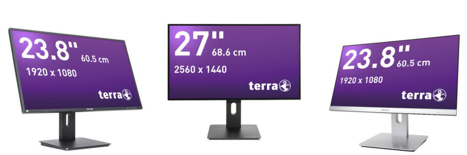 Das Top-Modell des Wortmann-Monitor-Trios ist der 27-Zöller Terra LCD/LED 2766W PV mit WQHD-IPS-Panel. Daneben bringt der Hersteller noch zwei 23,8-Zoll-Modelle mit Full-HD-Aufösung. Das Top-Modell des Wortmann-Monitor-Trios ist der 27-Zöller Terra LCD/LED 2766W PV mit WQHD-IPS-Panel. Daneben bringt der Hersteller noch zwei 23,8-Zoll-Modelle mit Full-HD-Aufösung.