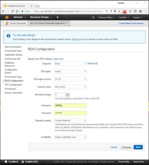 Der Realtional Database Service, kurz RDS, will ebenfalls konfiguriert werden. Der Realtional Database Service, kurz RDS, will ebenfalls konfiguriert werden.