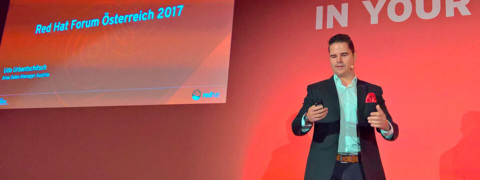 Anlässlich des Red Hat Forum 2017 in Wien konnte der österreichische Red-Hat-Geschäftsführer Udo Urbantschitsch den Gästen des Wiener Red Hat Forum Vollzug melden: „Wie versprochen, wurde inzwischen eine österreichische GmbH gegründet.“ Anlässlich des Red Hat Forum 2017 in Wien konnte der österreichische Red-Hat-Geschäftsführer Udo Urbantschitsch den Gästen des Wiener Red Hat Forum Vollzug melden: „Wie versprochen, wurde inzwischen eine österreichische GmbH gegründet.“