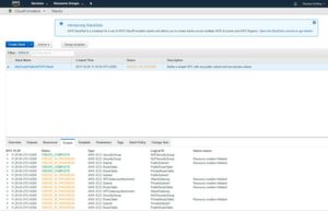 Im Reiter „Events“ wird fein säuberlich die Erstellung des Stacks protokolliert. Im Reiter „Events“ wird fein säuberlich die Erstellung des Stacks protokolliert.