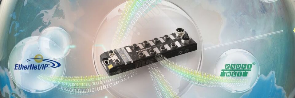 Der Ethernet-Spanner von Turck verbindet durch die Multiprotokoll-Technologie Welten im Feld. Der Ethernet-Spanner von Turck verbindet durch die Multiprotokoll-Technologie Welten im Feld.