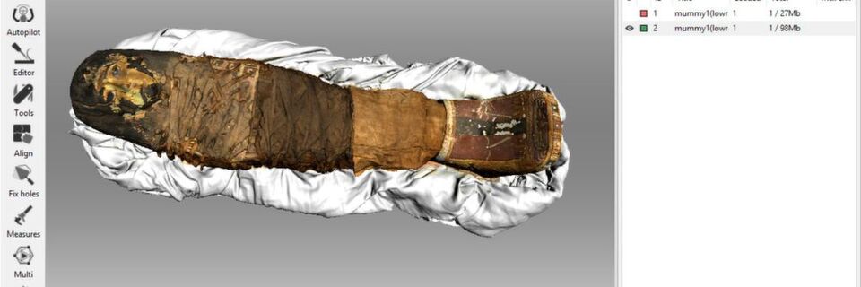 3D-Modell der Mumie Sherit, erstellt mit dem 3D-Scanner Artec Eva und gerendert in Artec Studio 12 3D-Modell der Mumie Sherit, erstellt mit dem 3D-Scanner Artec Eva und gerendert in Artec Studio 12
