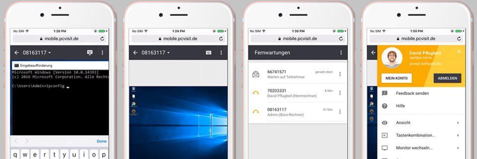 PCvisit MobileSupport ist eine Web-App auf HTML5-Basis für spontanen Support und flexiblen Fernzugriff. PCvisit MobileSupport ist eine Web-App auf HTML5-Basis für spontanen Support und flexiblen Fernzugriff.