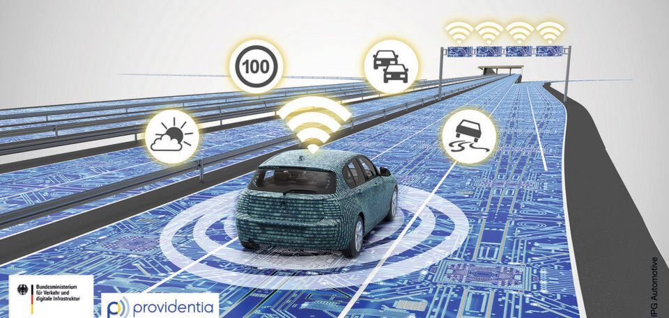 Detaillierte Sensorinfrastruktur an der Fahrbahn und hochautomatisierte Flottenkommunikation liefern umfassende Echtzeit-Vorausschau auf den Verkehr. Detaillierte Sensorinfrastruktur an der Fahrbahn und hochautomatisierte Flottenkommunikation liefern umfassende Echtzeit-Vorausschau auf den Verkehr.