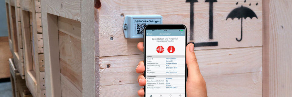 Mit der im App-Store kostenlos erhältlichen App „ASPION G-Log“ sind die Schocksensoren des Unternehmens ab sofort standortunabhängig auslesbar. Mit der im App-Store kostenlos erhältlichen App „ASPION G-Log“ sind die Schocksensoren des Unternehmens ab sofort standortunabhängig auslesbar.