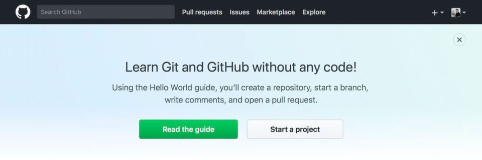Ein GitHub-Projekt lässt sich bequem auf der Startseite anlegen. Ein GitHub-Projekt lässt sich bequem auf der Startseite anlegen.