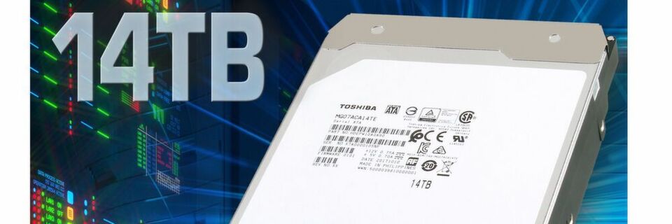 Bei der Toshiba MG07ACA mit 14 TB werden die Daten auf neun Magnetscheiben gespeichert, die sich in einem heliumgefüllten Gehäuse drehen. Bei der Toshiba MG07ACA mit 14 TB werden die Daten auf neun Magnetscheiben gespeichert, die sich in einem heliumgefüllten Gehäuse drehen.