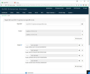 Administrationsaufgaben wie die Konfiguration von iSCSI-Targets lassen sich bequem über das Web-Interface von „SES5“ erledigen Administrationsaufgaben wie die Konfiguration von iSCSI-Targets lassen sich bequem über das Web-Interface von „SES5“ erledigen